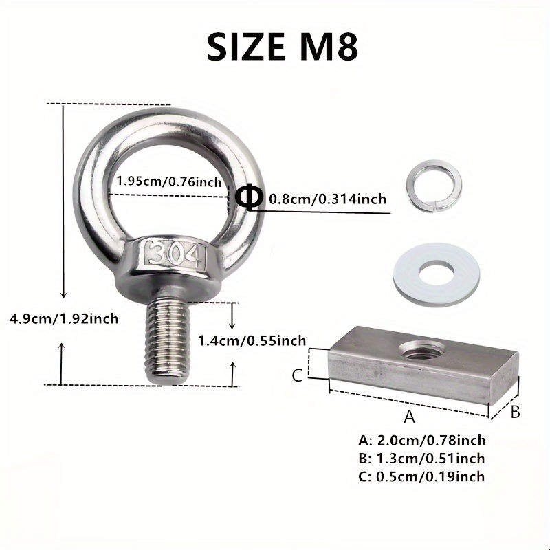 4pcs Stainless Steel M8 Eye Bo - Screw Organizer Kit ulasan dan harga