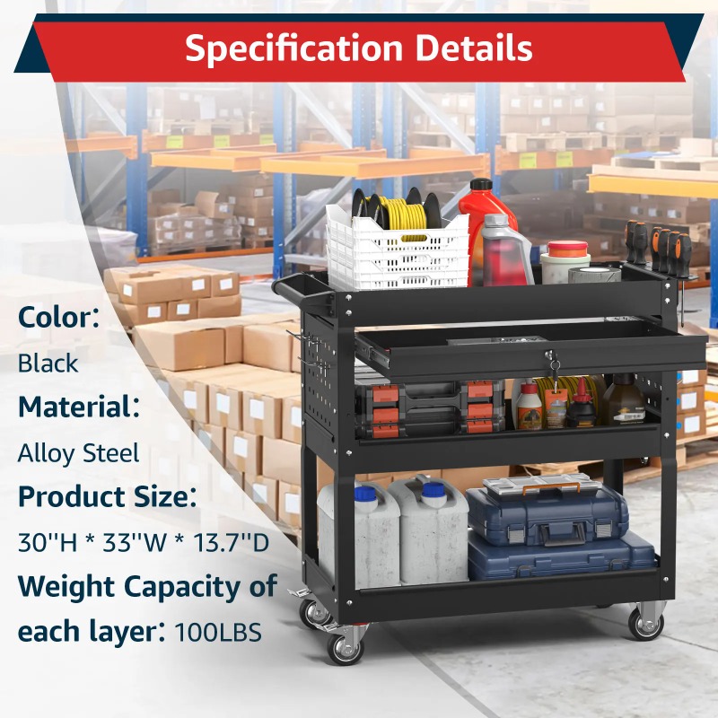 3-Tier Rolling Tool Cart Heavy - Workshop Garage Tools Manufacturer ulasan dan harga