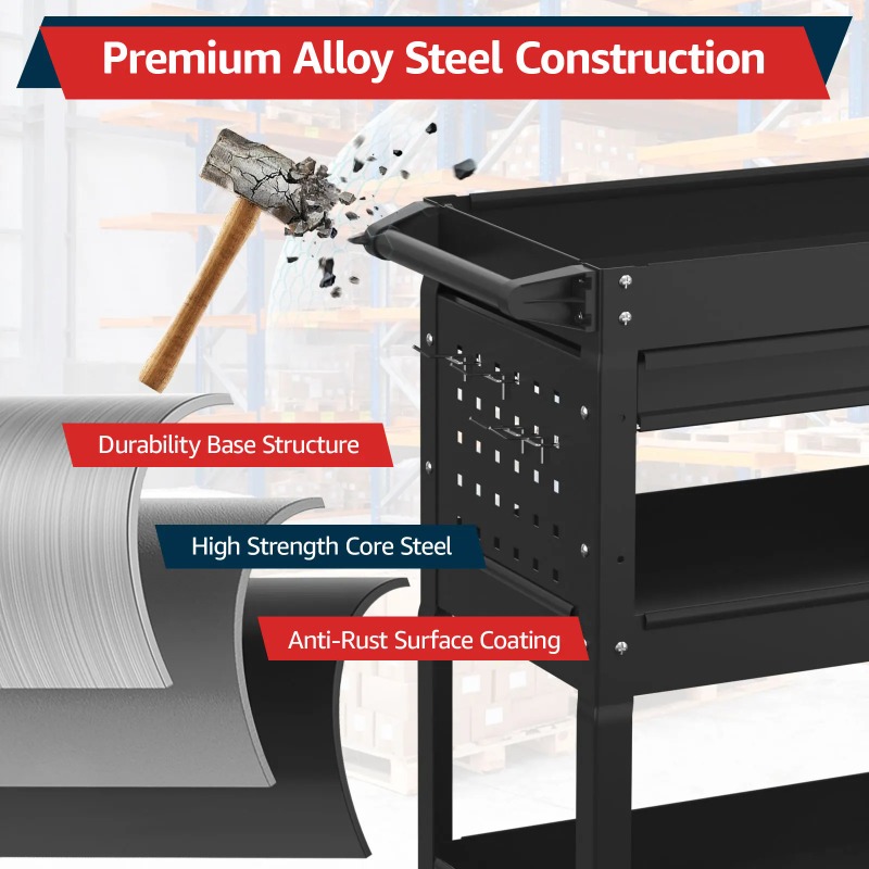3-Tier Rolling Tool Cart Heavy - Workshop Garage Tools Manufacturer ulasan dan harga